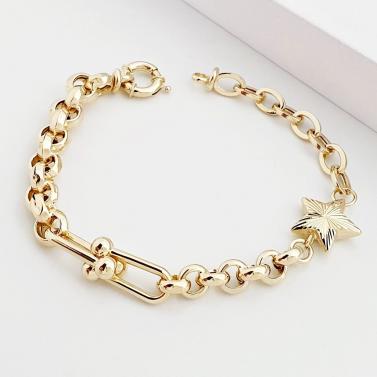 Yıldızlı Tiffany 14 Ayar Altın Bileklik KN05307