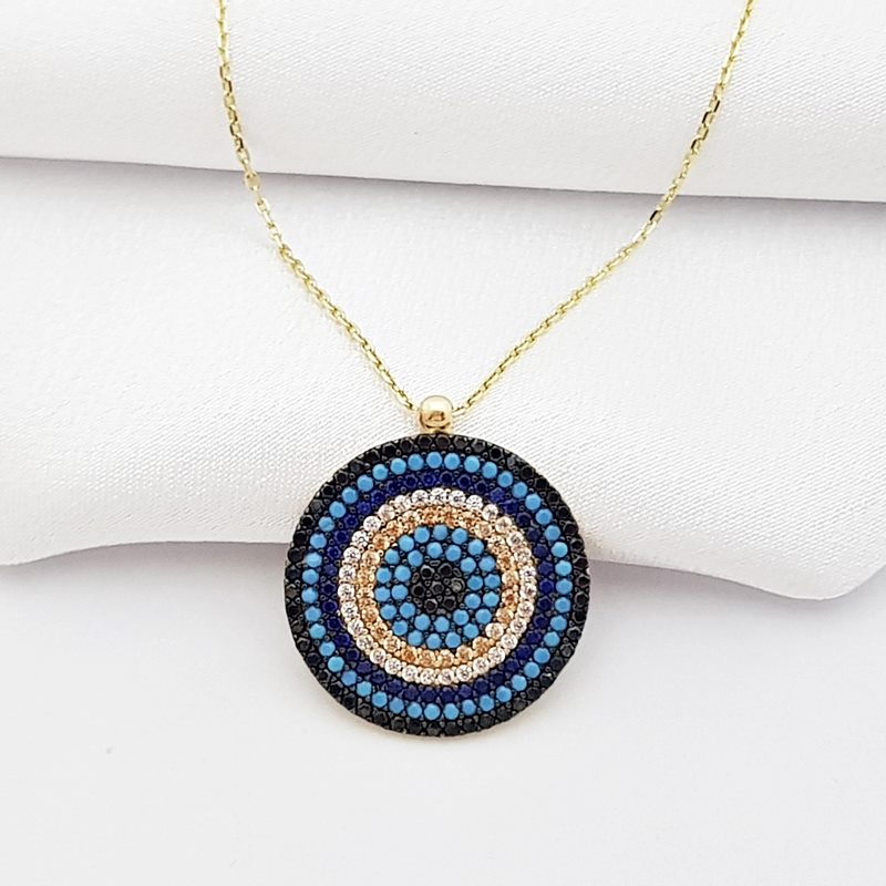 14 Ayar Altın Nazar Boncuklu Kolye KL02854