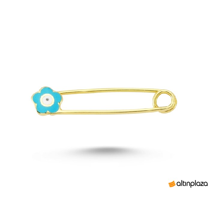 14 Ayar Altın Çiçek Motifli Çengelli Bebek İğnesi Altın Plaza