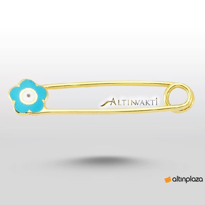 14 Ayar Altın Çiçek Motifli Çengelli Bebek İğnesi Altın Plaza