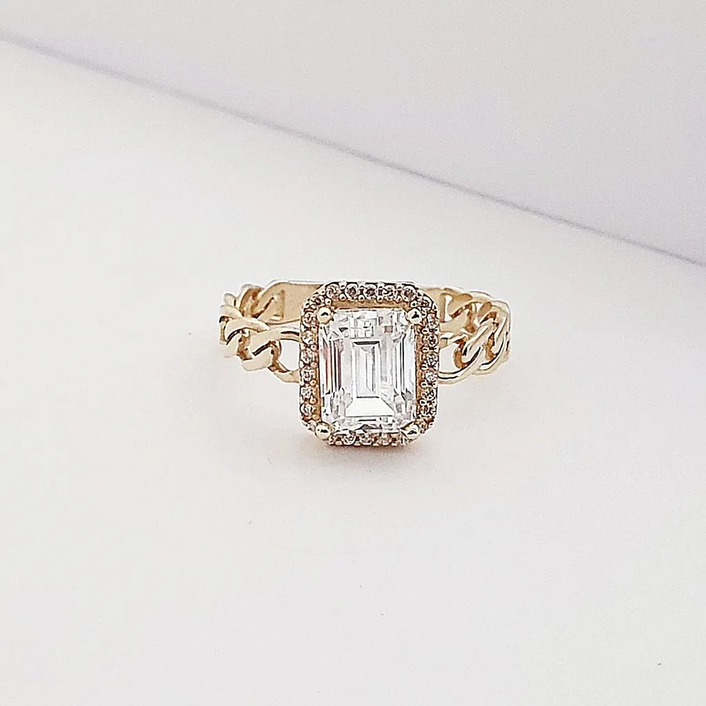 14 Ayar Altın Gurmet Model Baget Taşlı Yüzük TK04760