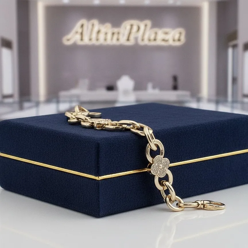 14 Ayar Altın Halkasal Form Shine Yonca Bileklik KN10141