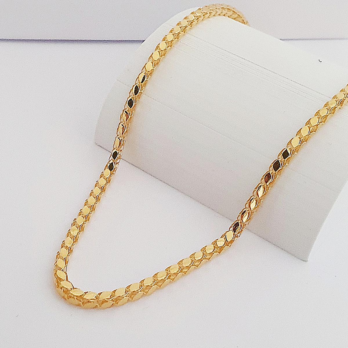14 Ayar Altın Küp Tasarım Pullu Zincir Kolye 50cm ZN06597