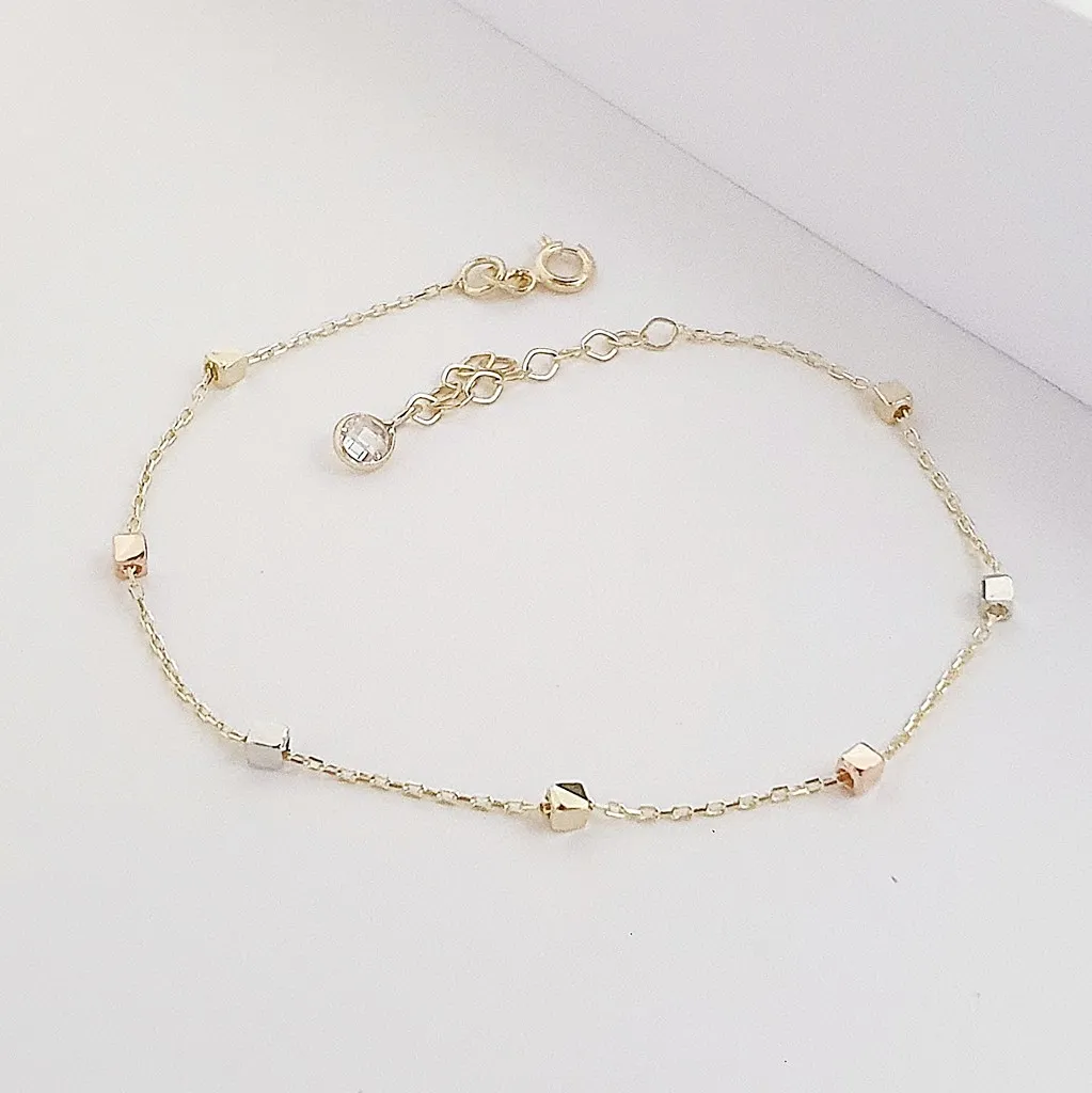 14 Ayar Altın Minimal Küpler Bileklik KN10050