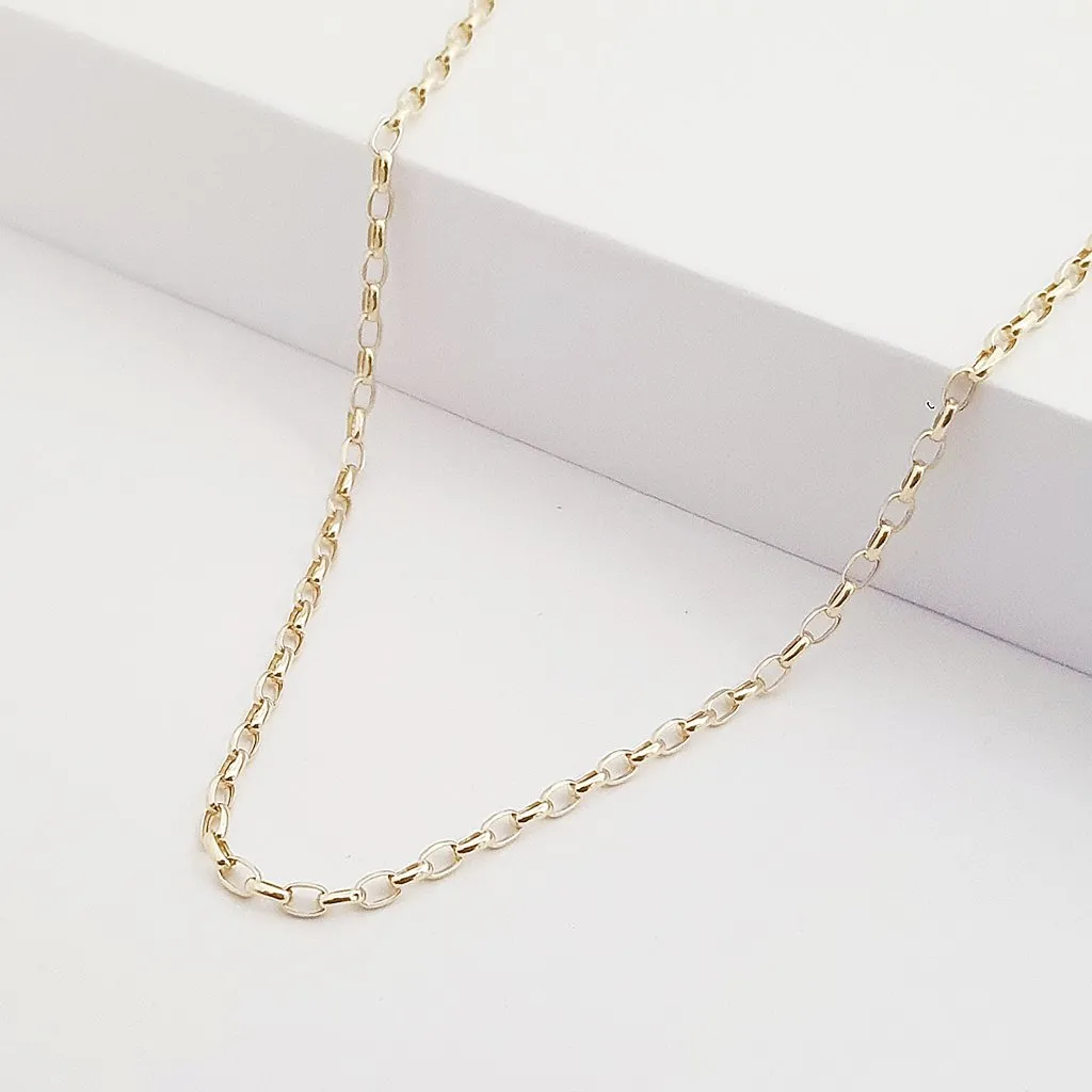 14 Ayar Altın Minimal Oval Halkalı Zincir Kolye 55cm 730405