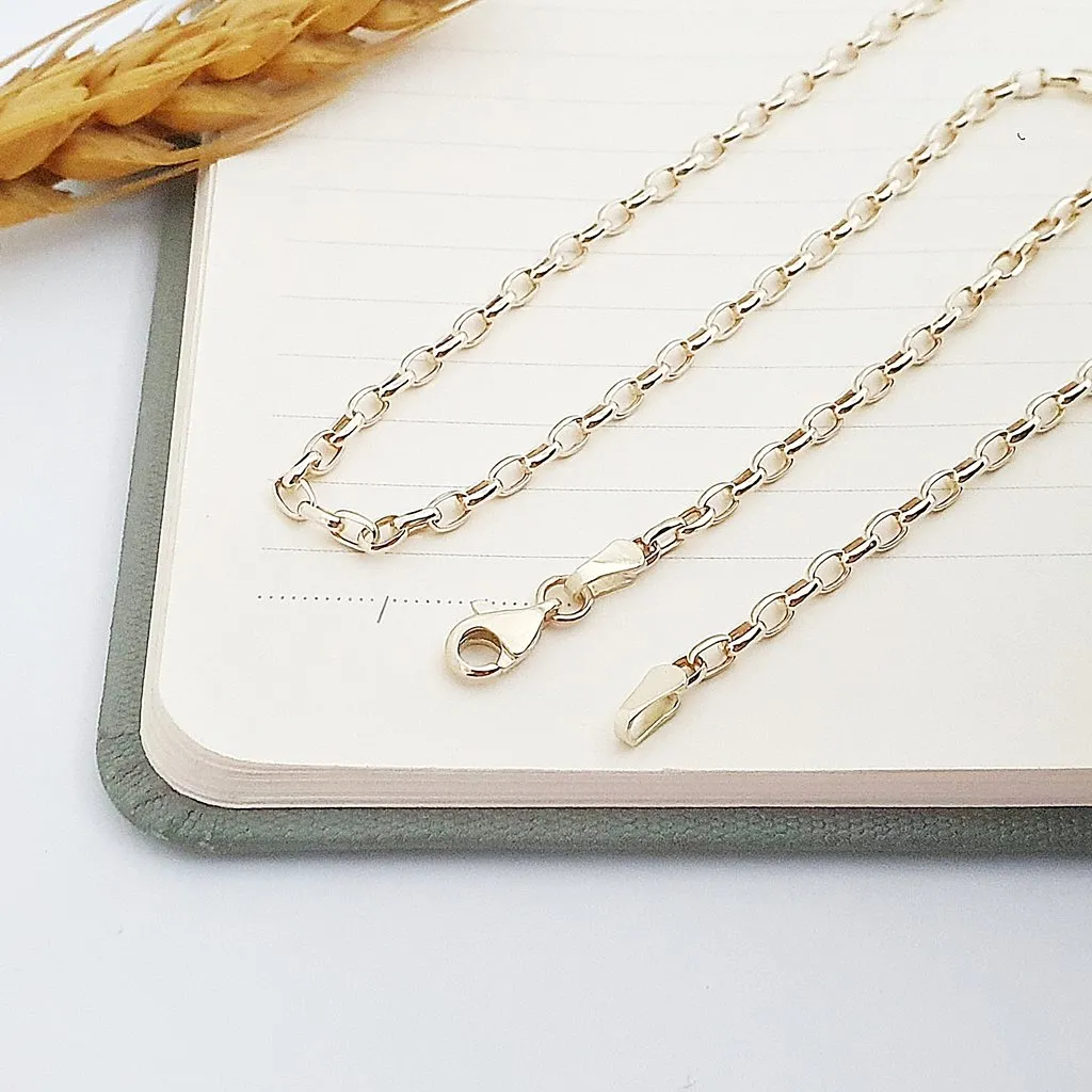 14 Ayar Altın Minimal Oval Halkalı Zincir Kolye 55cm 730405