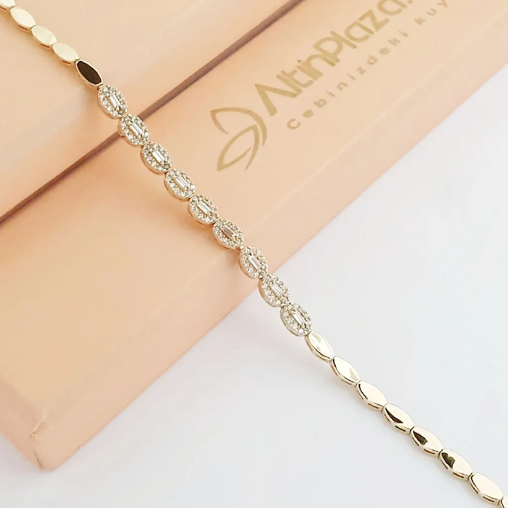 14 Ayar Altın Oval Baget Bileklik KN10031