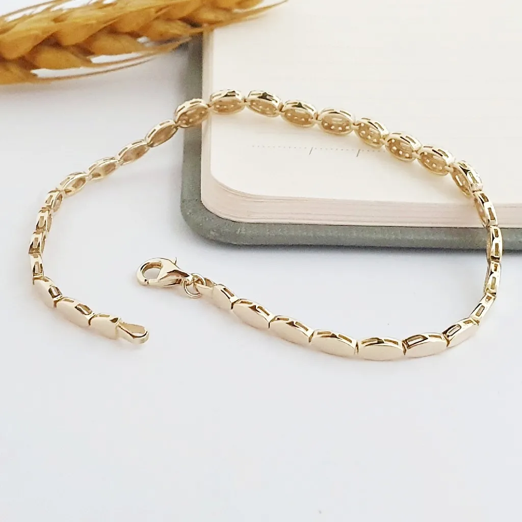 14 Ayar Altın Oval Baget Bileklik KN10031