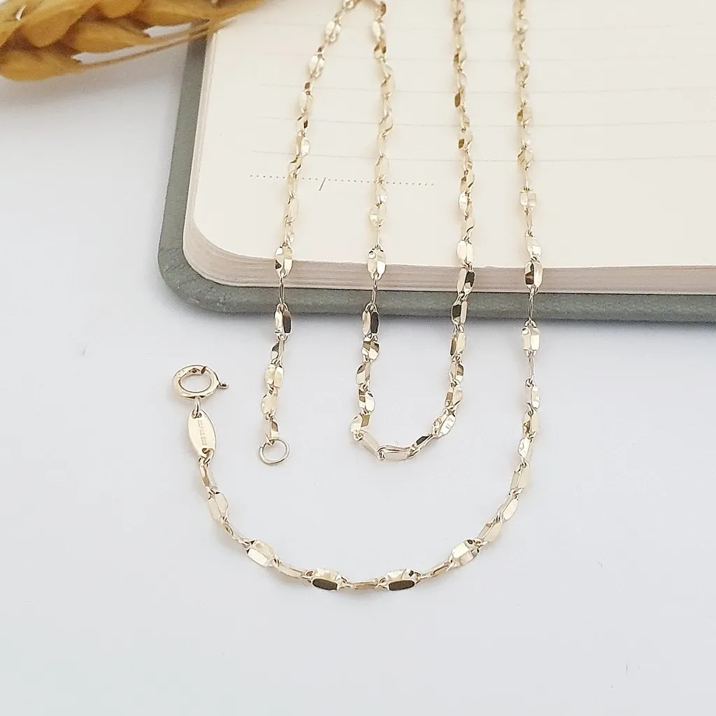 14 Ayar Altın Parlak Forse Zincir Kolye 50cm 496999-C0254