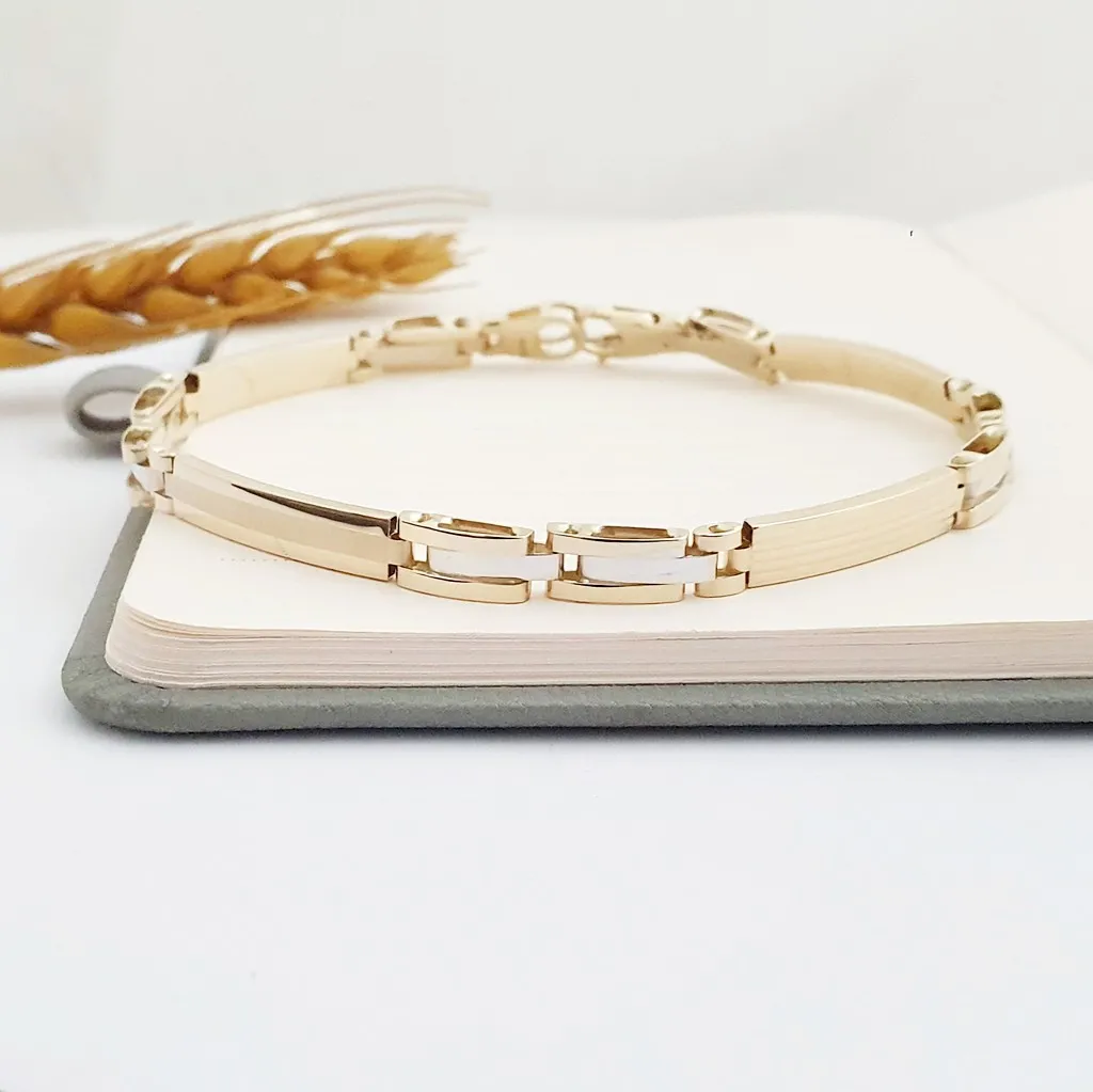 14 Ayar Altın Segment Model Unisex Bileklik 542223