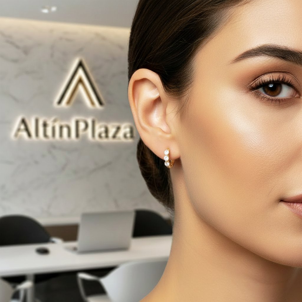 14 Ayar Altın Tria Tektaş Küçük Halka Küpe 265575