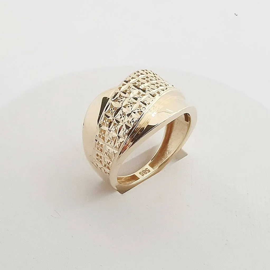 14 Ayar Altın Yıldız İşlemeli Geniş Yüzük YZ03741