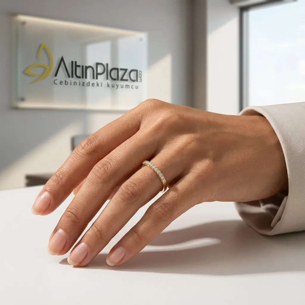 14 Ayar Sarı Altın İnce Yarımtur Yüzük YZ03669