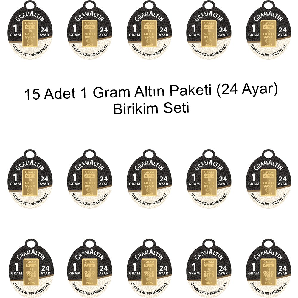 15 Adet 1 Gram Altın Paketi (24 Ayar) Birikim Seti