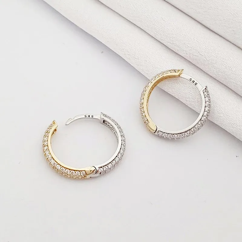 18 mm Yeşil Beyaz Altın Taşlı Halka Küpe KP06821