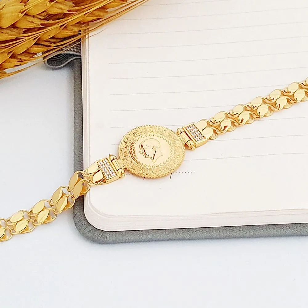 2 Pullu Zincirli Çeyrek Altınlı Bileklik KN02434