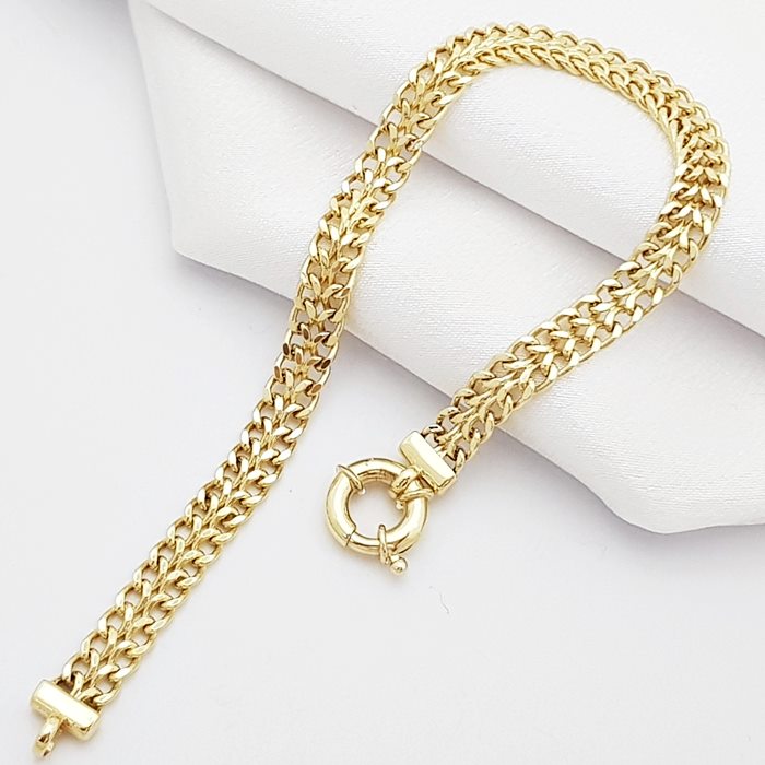 2 Sıra Zincir Gemici Kilitli Altın Bileklik KN02810