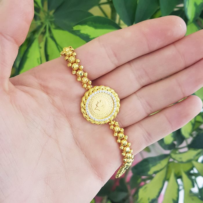 22 Ayar Çeyrek 8 Ayar Kordonlu Altın Bileklik KN02460