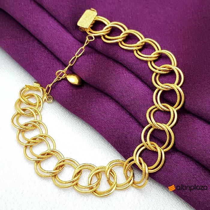 2 Halkalı Uzay Yolu 22 ayar Altın Bileklik KN01765 Altın