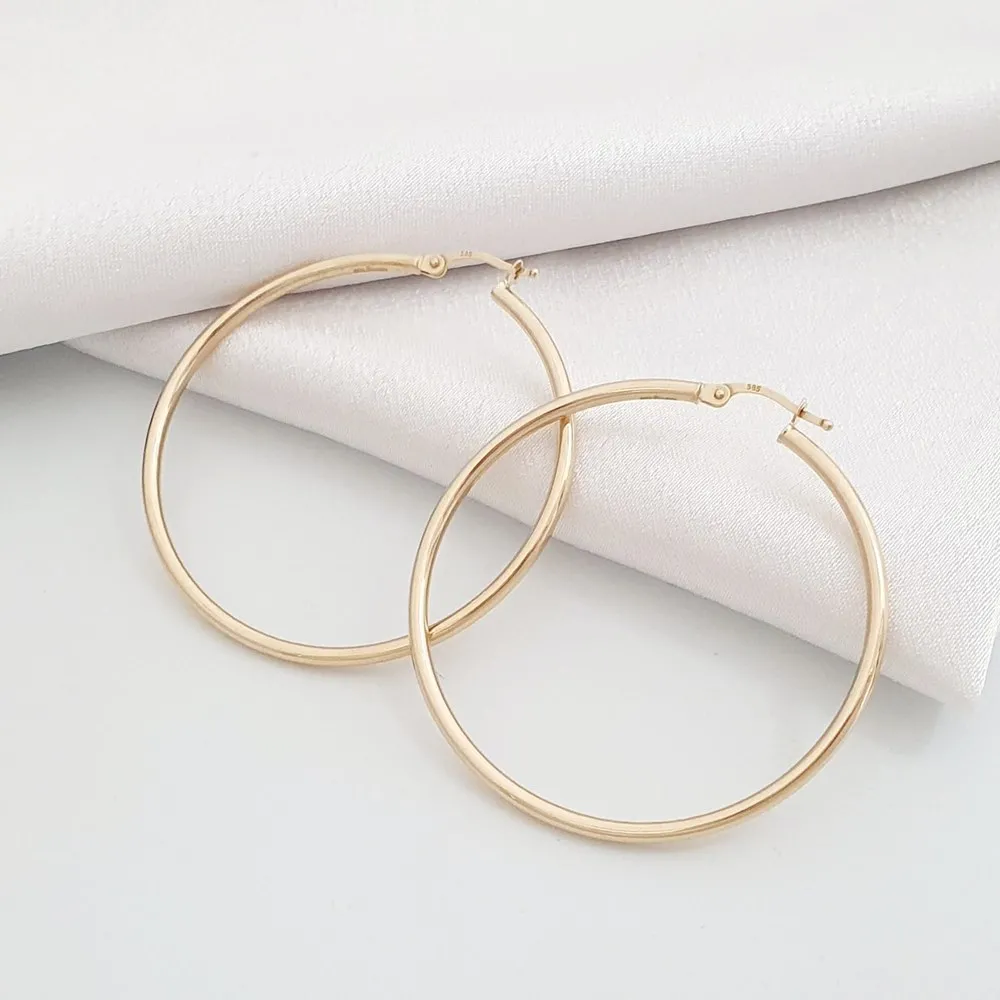 40mm Altın Klasik Büyük Halka Küpe KP09064