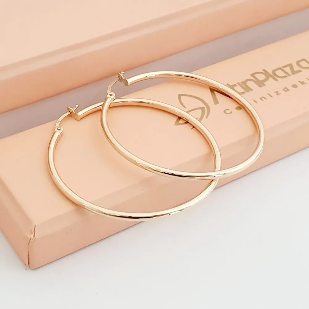 40mm Altın Klasik Büyük Halka Küpe KP09064
