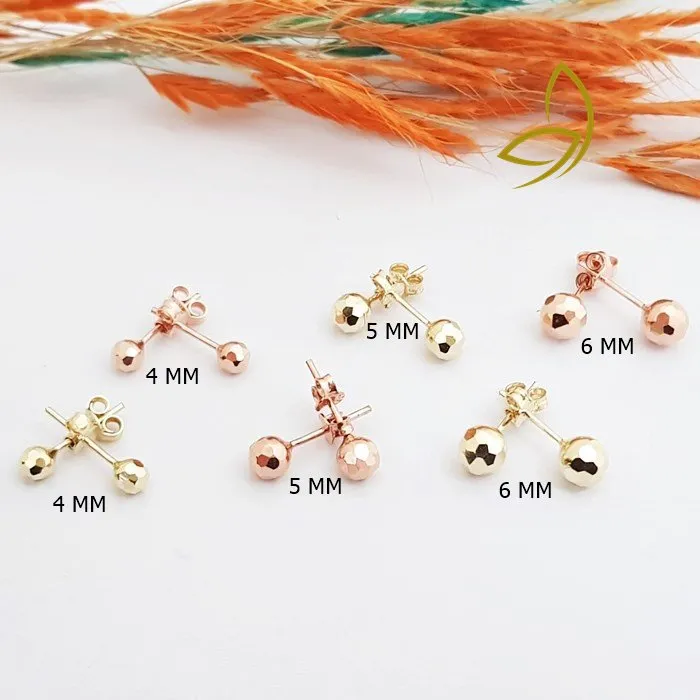 5 Mm Petek Desen Altın Top Küpe KP05800