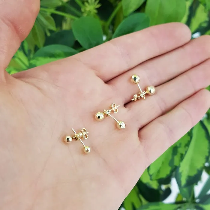5 Mm Petek Desen Altın Top Küpe KP05800