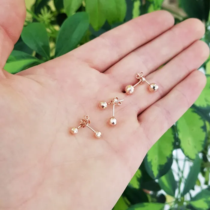 5 Mm Petek Desen Altın Top Küpe KP05800
