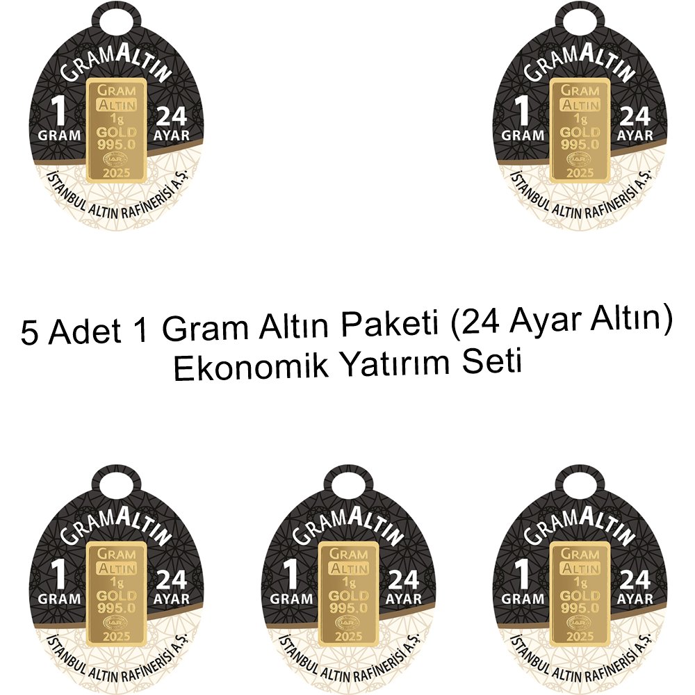 5 Adet 1 Gram Altın Paketi (24 Ayar Altın) Ekonomik Yatırım Seti