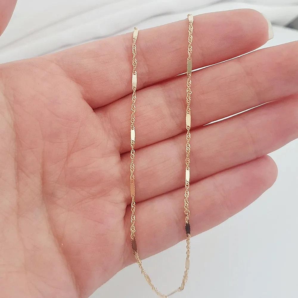 50cm 14 Ayar Plakalı Fırfır Zincir Kolye ZN04338