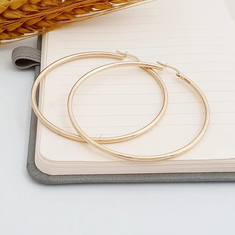 50mm Altın Klasik Büyük Halka Küpe KP09099
