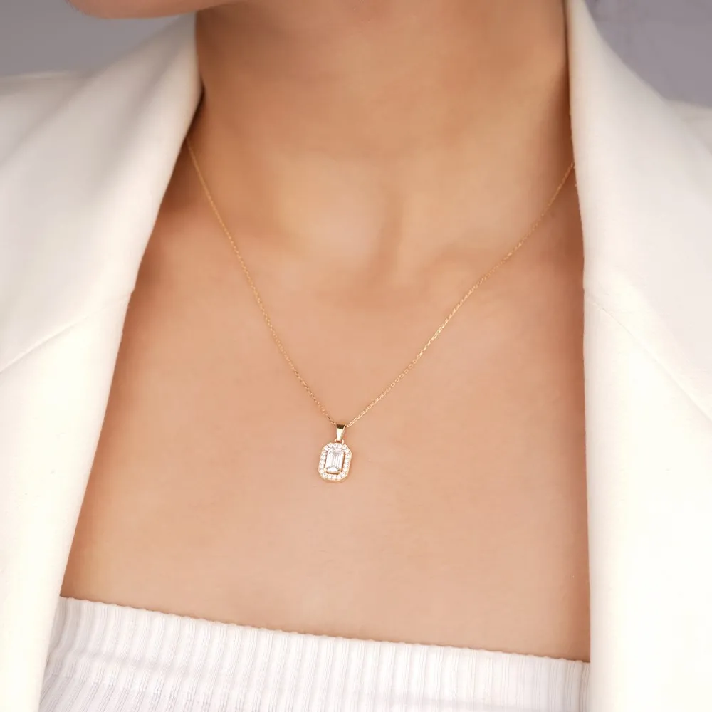 8 Ayar Altın Baget Kolye KL08677