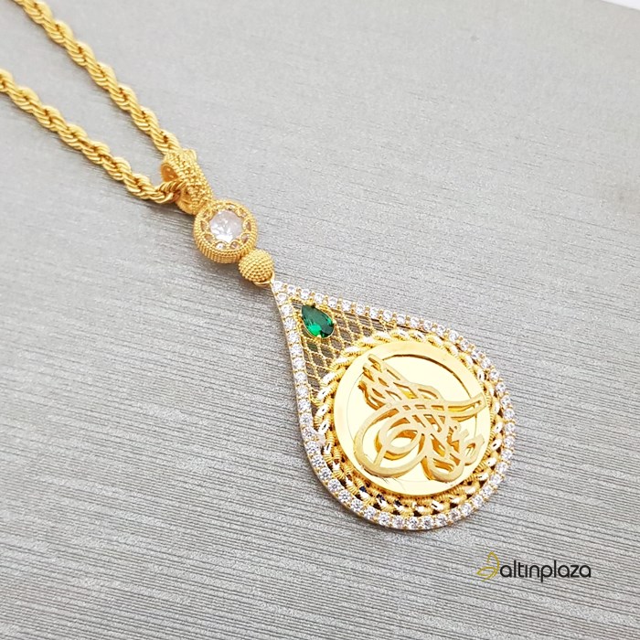 8 Ayar Halat Zincirli Tuğra Altın Kolye KL05757