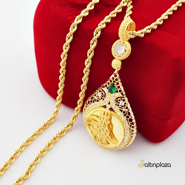 8 Ayar Lale Desen Tuğra Altın Kolye KL05753 Altın Plaza