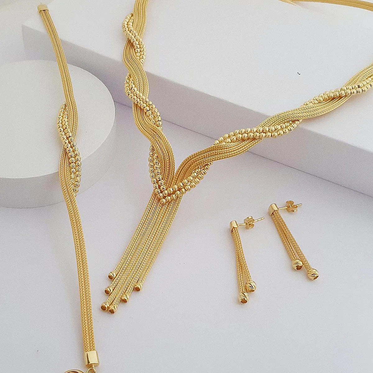 8 Ayar Altın Çavuş&Hasır Model Takı Seti GE00543