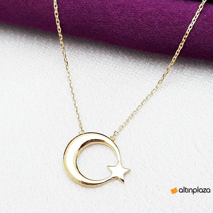 8 Ayar Ay Yıldız Altın Kolye KL03954