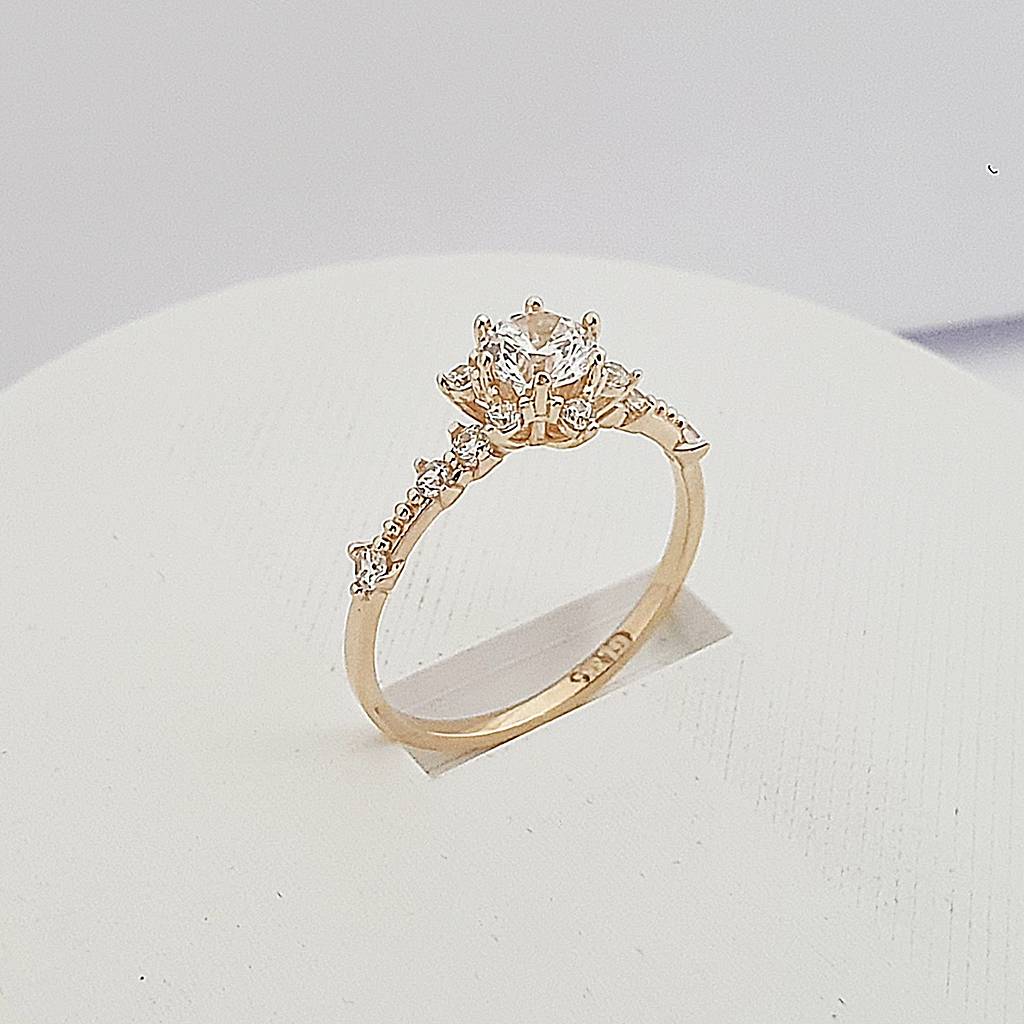 8 Ayar Sarı Altın Lotus Çiçeği Yüzük TK05251