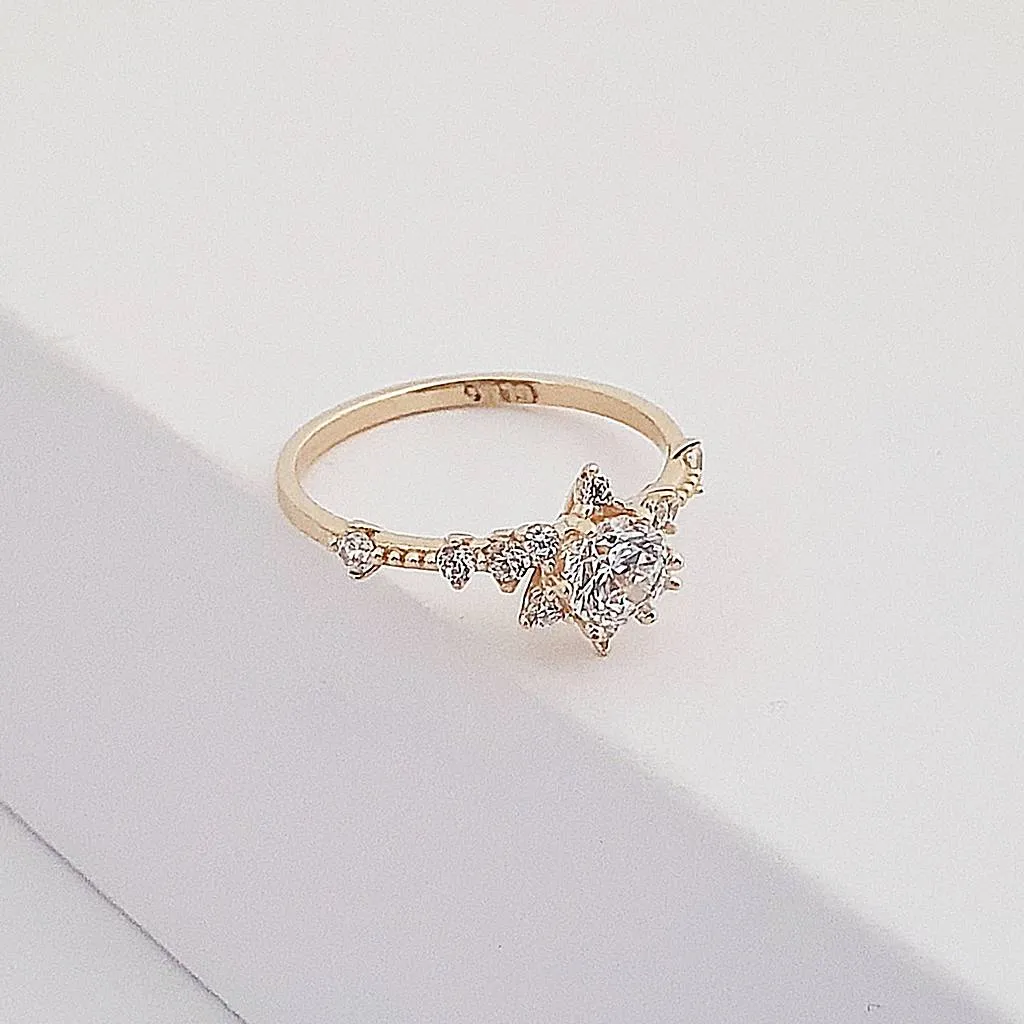 8 Ayar Sarı Altın Lotus Çiçeği Yüzük TK05251