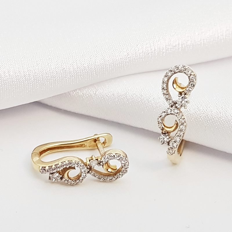 Altın, Taşlı Küpe Modelleri Kp03113 Altın Plaza