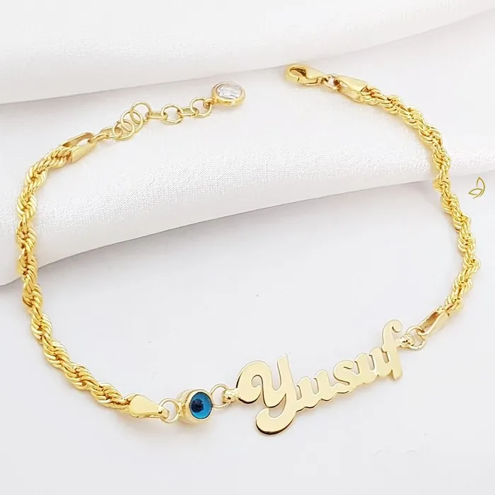 Altın İsimli Bileklik Halat Zincirli KN03002