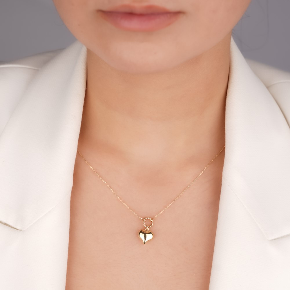 Altın Kalpli Kolye KL07356 Altın Plaza