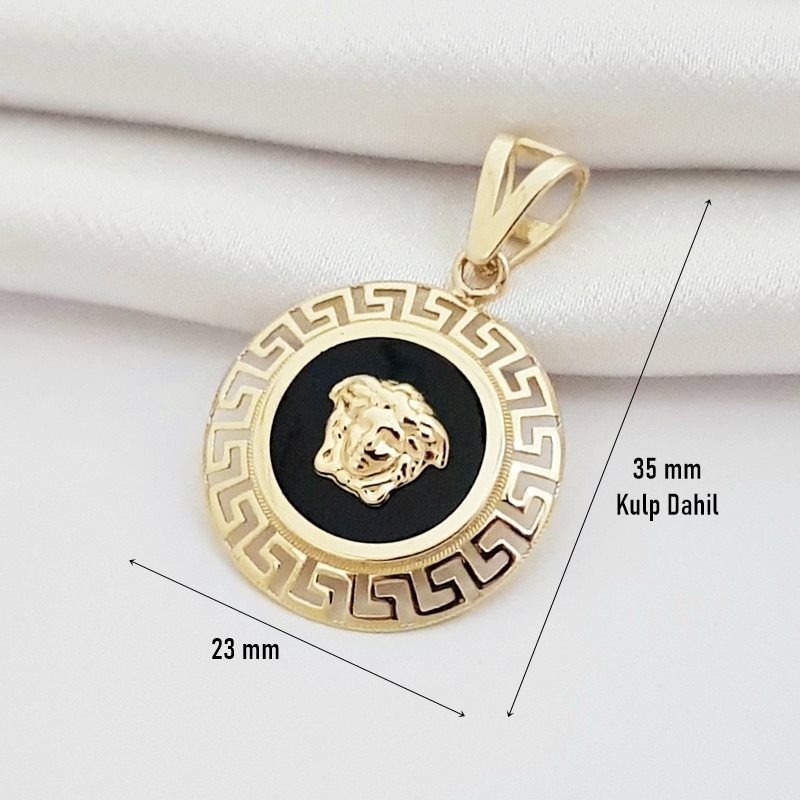 Altın Medusalı Versace Madalyon Kolye KL07510