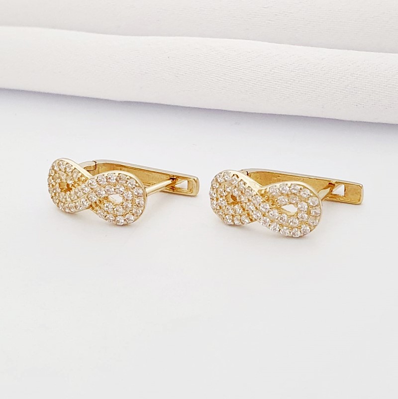 Altın Sonsuzluk Taşlı Küpe KP06420 Altın Plaza