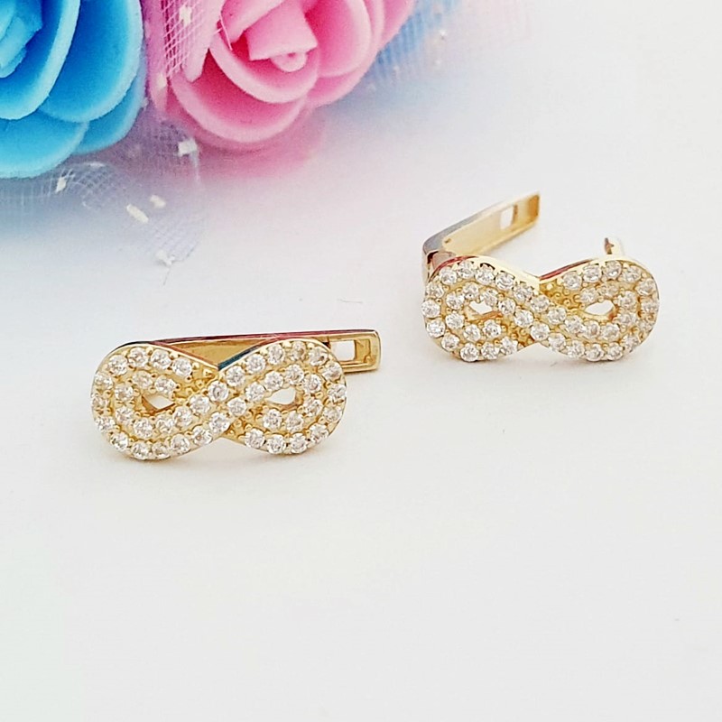 Altın Sonsuzluk Taşlı Küpe KP06420 Altın Plaza