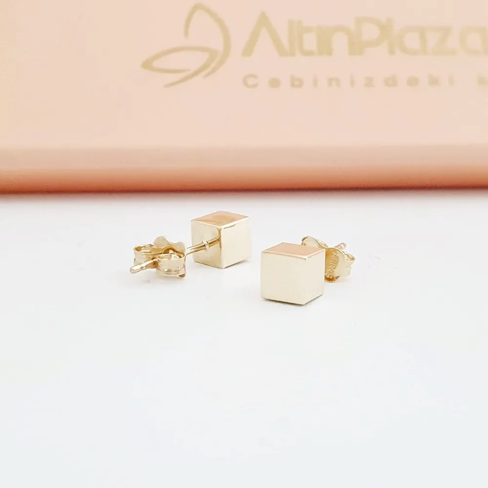 Altın Top Küpe Küp Tasarım KP07477