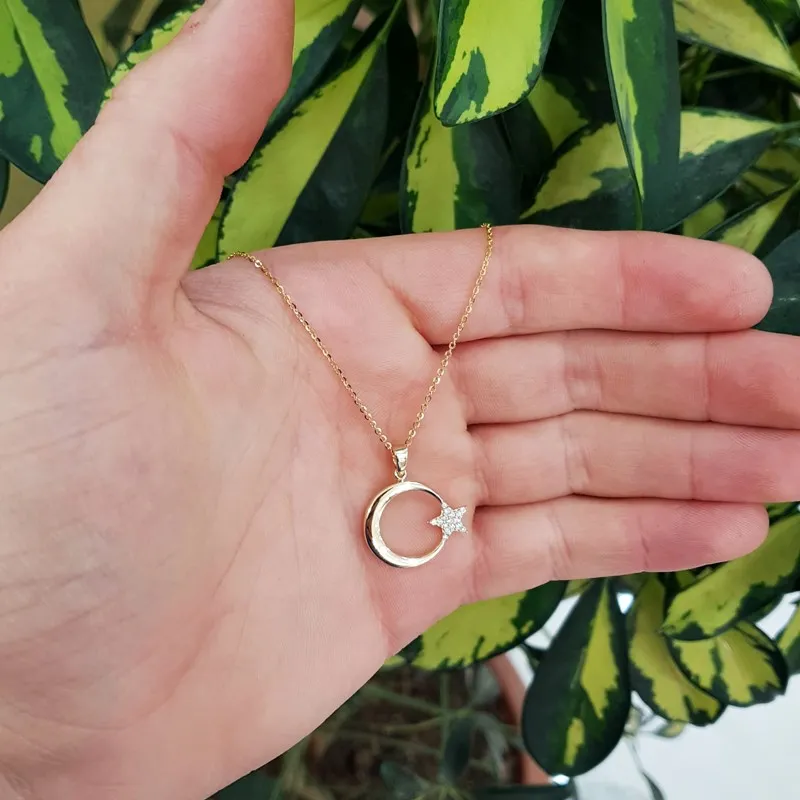 Ay Yıldız 14K Altın Kolye Ucu KL08729