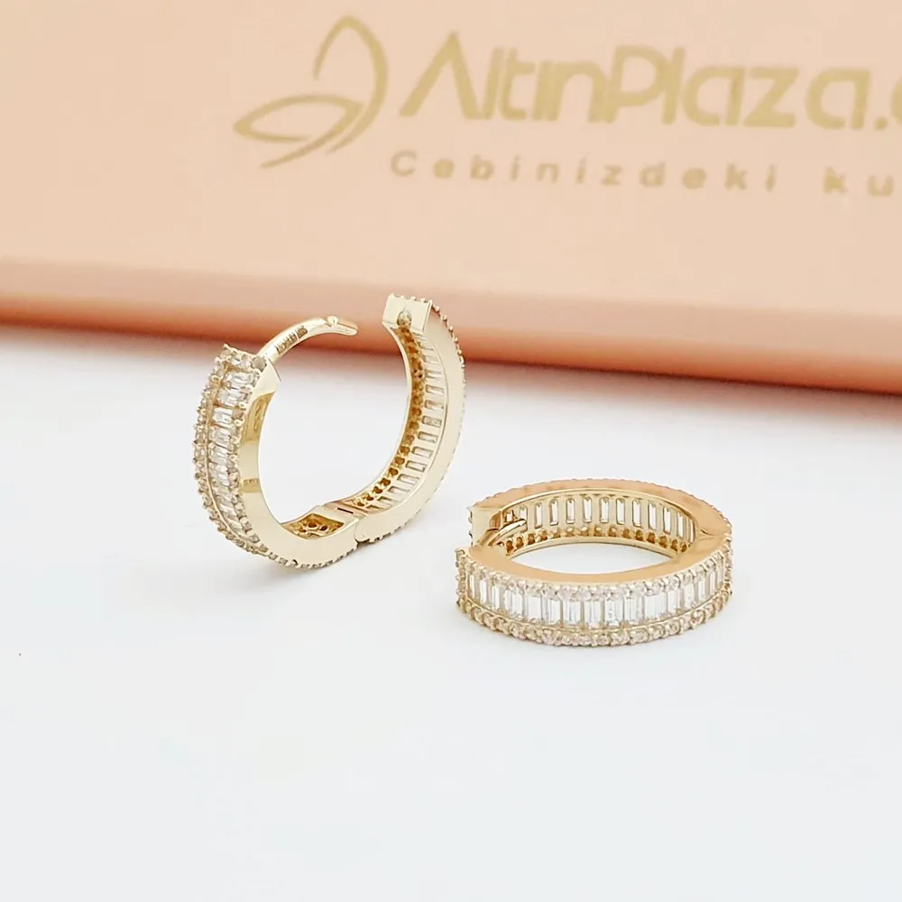 Baget 17mm Çap 14K Altın Halka Küpe KP07419