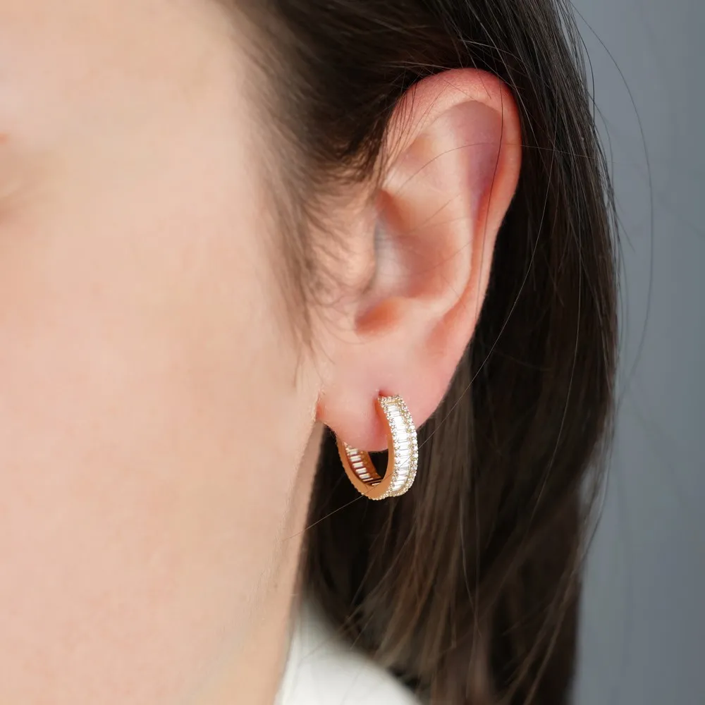 Baget 17mm Çap 14K Altın Halka Küpe KP07419