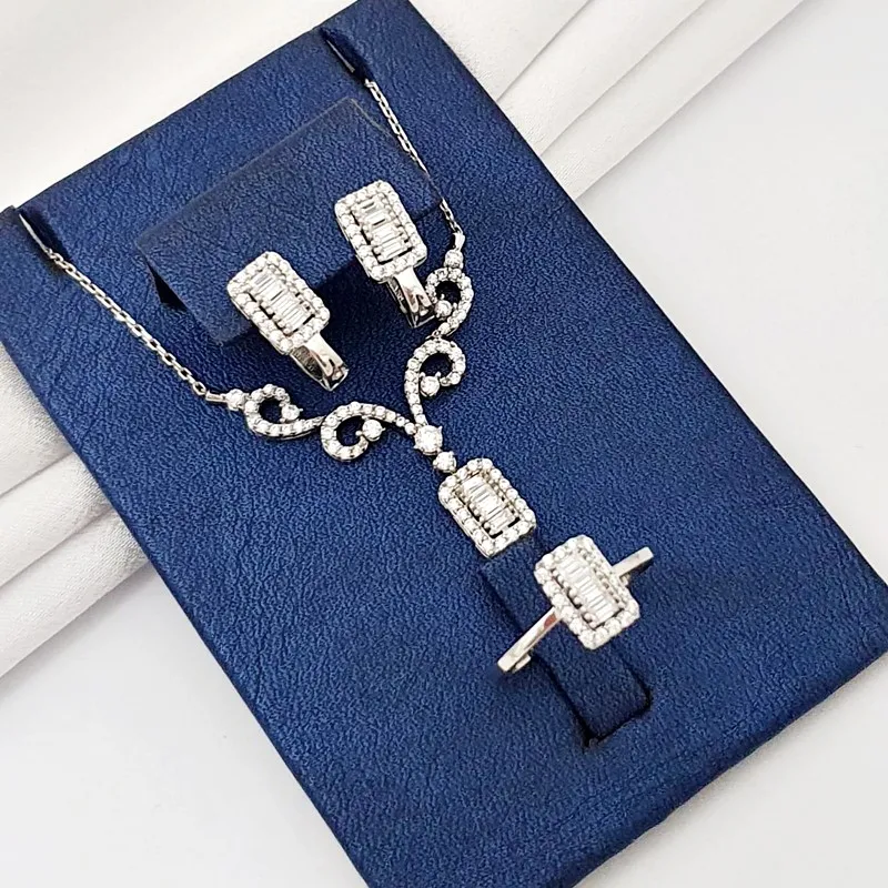 Baget Otantik Mini Beyaz Altın Takı Seti KL08436