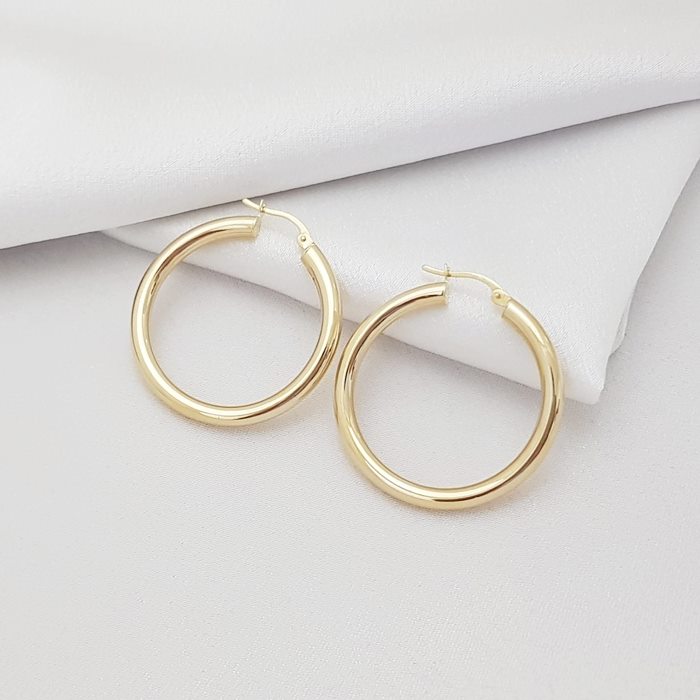 Büyük Boy Oval Altın Halka Küpe KP04939